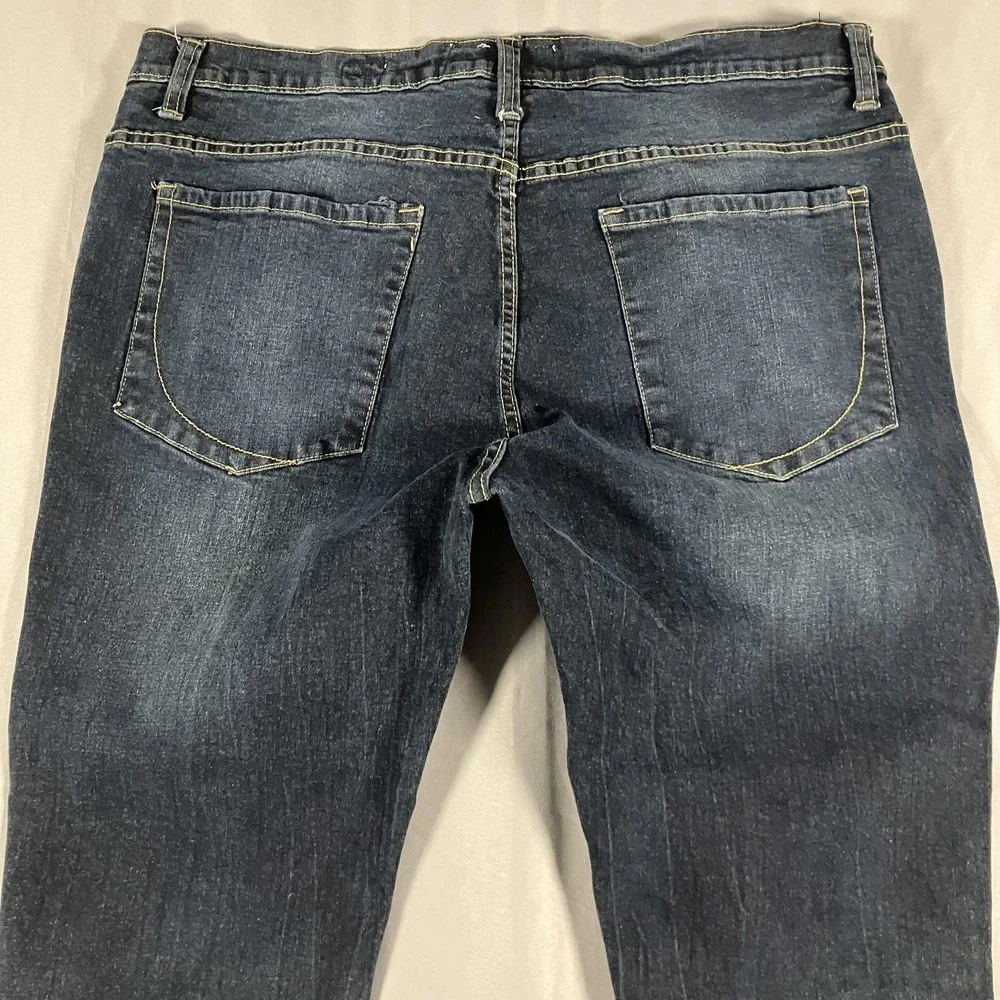 Paper Denim & Cloth Jeans Mens 38x32 Blue Stretch Straight Denim Pants Dark Wash